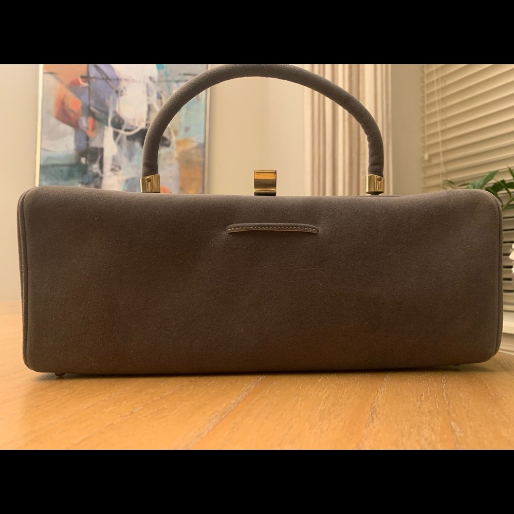 Classic 60’s Ronay grey gunmetal suede box bag